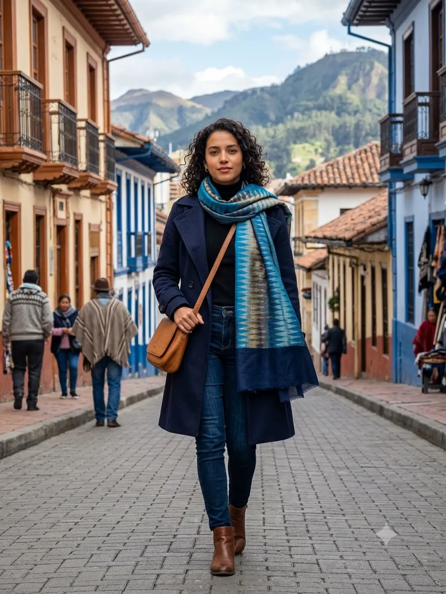 Estola Ikat Aurora — Verde azulado (2)