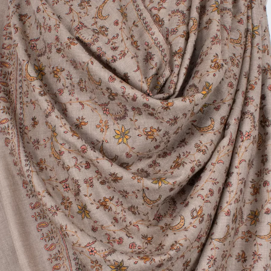 Pashmina Bordada de Cachemira — Almendra (2)
